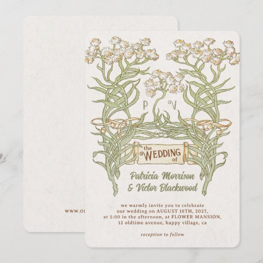 Bloemen Banner Huwelijksuitnodiging Kaart (Voorkant / Achterkant)