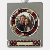 Bloemen Banner Kerstmis Ornament Verzilverd Banner Ornament (Voorkant)