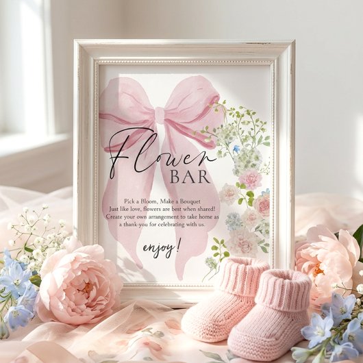 Bloemen Bar Baby Shower Bord Poster