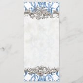 Bloemen Barok Rococo Blauw en Zilver Menu (Achterkant)