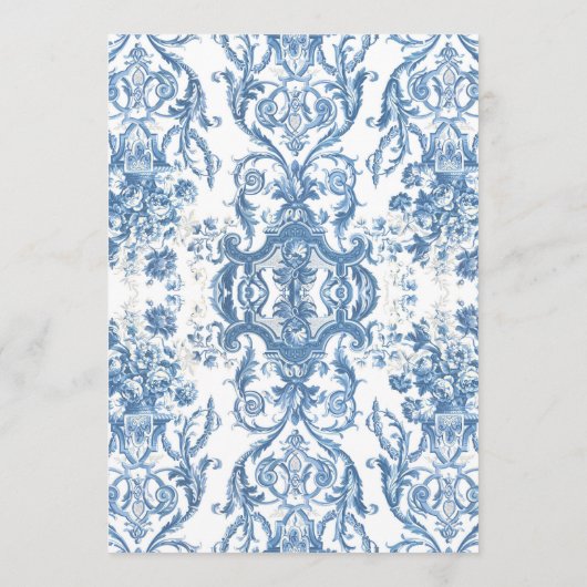 Bloemen  Barok Rococo Blauw Wit Goud Menu (Achterkant)