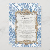 Bloemen Barok Rococo Blauw Wit Goud Menu (Voorkant / Achterkant)