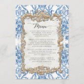 Bloemen  Barok Rococo Blauw Wit Goud Menu (Voorkant)