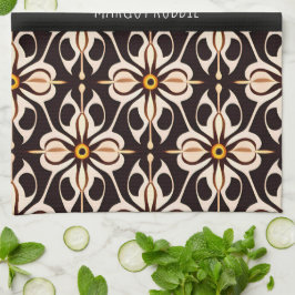 Bloemen Batik Geel Beige Bloemen Patroon Theedoek