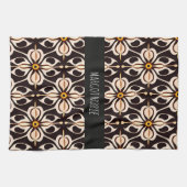 Bloemen Batik Geel Beige Bloemen Patroon Theedoek (Horizontaal)