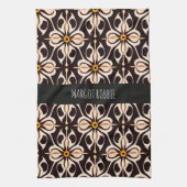 Bloemen Batik Geel Beige Bloemen Patroon Theedoek (Verticaal)