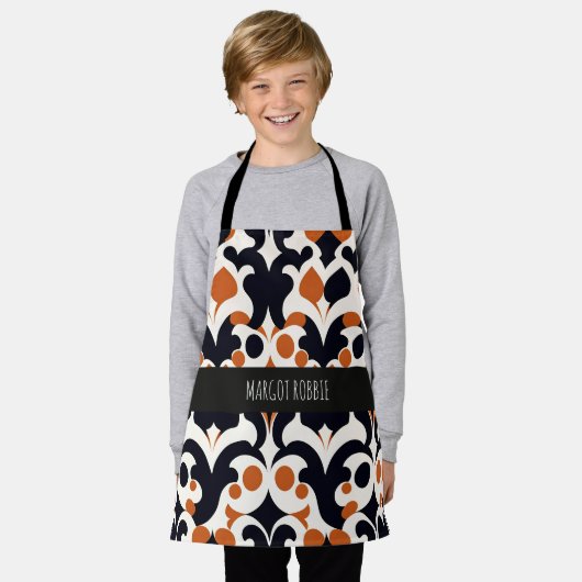 Bloemen Batik Sinaasappel Bloemen Retro Patroon Schort (Gedragen)