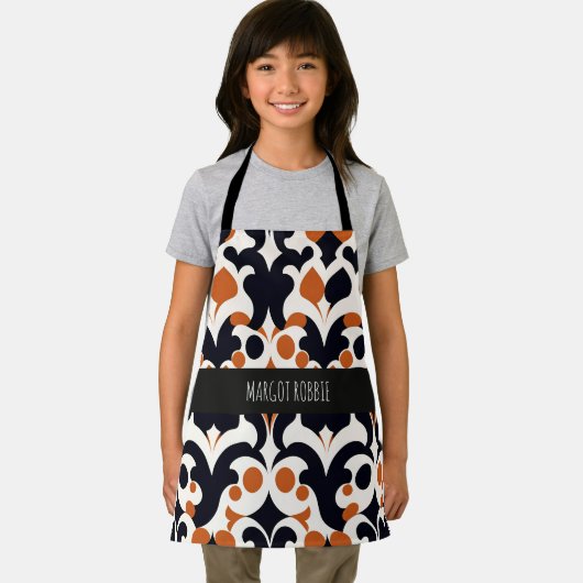 Bloemen Batik Sinaasappel Bloemen Retro Patroon Schort (Insitu)