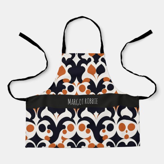 Bloemen Batik Sinaasappel Bloemen Retro Patroon Schort (Voorkant)