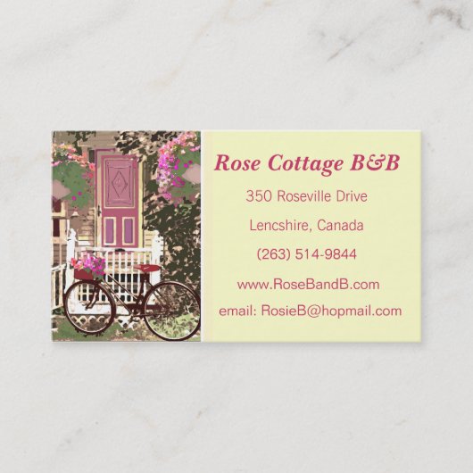  Bloemen Bed & Breakfast / Cottage Verhuur Visitekaartje (Voorkant)