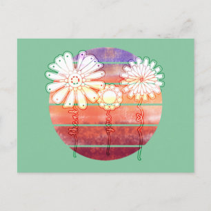 Bloemen Bedanken bij Zonsondergang - Groene Postka Briefkaart