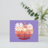 Bloemen bedanken bij zonsondergang - Paars Briefkaart (Staand voorkant)