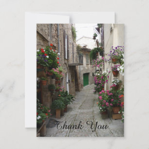 Bloemen bedanken Italiaanse Zijstraat Notitiekaart Kaart