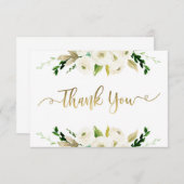 Bloemen bedankje, groen notitiekaartje (Voorkant / Achterkant)