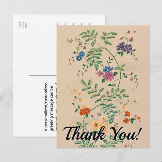 Bloemen + "Bedankt!" Briefkaart (Voorkant / Achterkant)