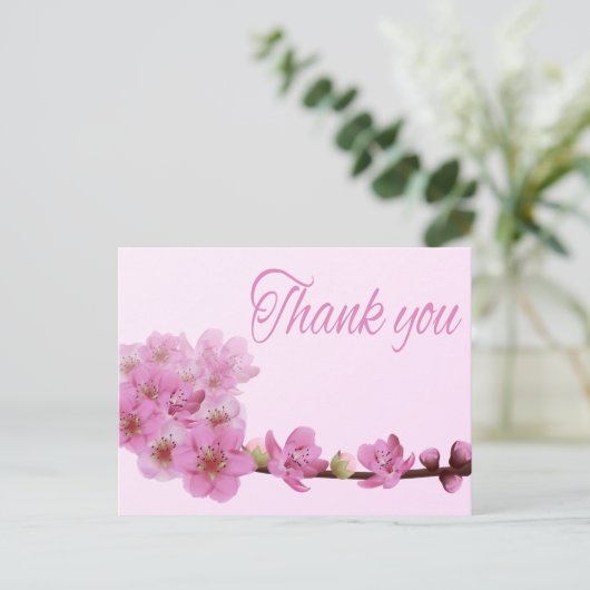 Bloemen Bedankt Cherry Blossom Flower Paarse Roze Briefkaart (Staand voorkant)