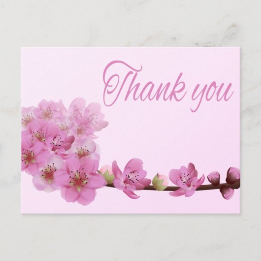 Bloemen Bedankt Cherry Blossom Flower Paarse Roze Briefkaart (Voorkant)