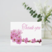 Bloemen Bedankt Cherry Blossom Flower Paarse Roze Briefkaart (Staand voorkant)