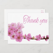 Bloemen Bedankt Cherry Blossom Flower Paarse Roze Briefkaart (Voorkant / Achterkant)