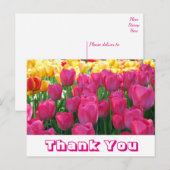 Bloemen Bedankt Geel & Roze Tulp Bloemen Briefkaart (Voorkant / Achterkant)