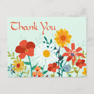 Bloemen Bedankt Mint Green Wildflowers Briefkaart