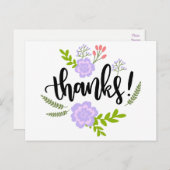 Bloemen Bedankt Paarse bloemen & groene bladeren Briefkaart (Voorkant / Achterkant)