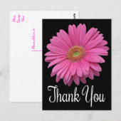 Bloemen Bedankt Pink Gerbera Daisy Flower Black Briefkaart (Voorkant / Achterkant)