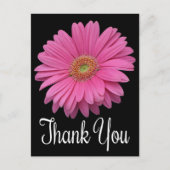 Bloemen Bedankt Pink Gerbera Daisy Flower Black Briefkaart (Voorkant)