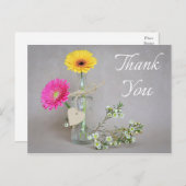 Bloemen Bedankt Roze, Gele Gerbera Daisy Flower Briefkaart (Voorkant / Achterkant)