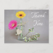 Bloemen Bedankt Roze, Gele Gerbera Daisy Flower Briefkaart (Voorkant)