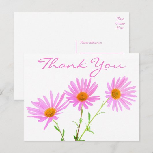 Bloemen Bedankt Roze Lavendel Daisy Flower Briefkaart (Voorkant / Achterkant)