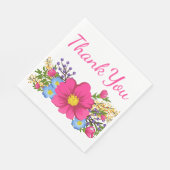 Bloemen Bedankt Roze Magenta Waterverf Bloemen Servetten (Hoek)