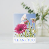 Bloemen Bedankt Roze & Witte Gerbera Daisy Flower Briefkaart (Staand voorkant)