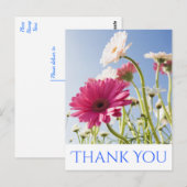 Bloemen Bedankt Roze & Witte Gerbera Daisy Flower Briefkaart (Voorkant / Achterkant)