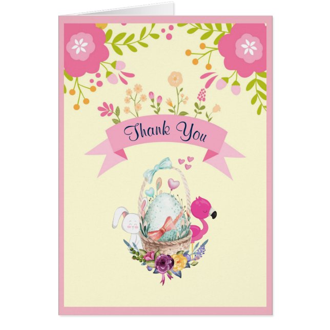 Bloemen, Bedankt voor eieren, flamingo's en Bunny  (Voorkant)