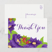 Bloemen Bedankt Waterverf Purple Flowers Briefkaart (Voorkant / Achterkant)