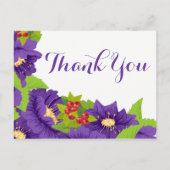 Bloemen Bedankt Waterverf Purple Flowers Briefkaart (Voorkant)