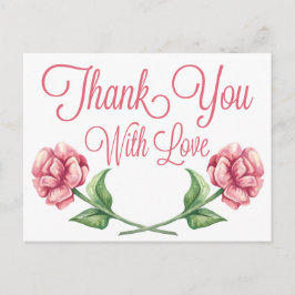 Bloemen Bedankt Waterverf Roze Rozenbloem Briefkaart