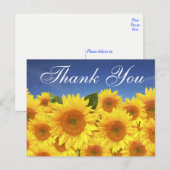 Bloemen Bedankt Zonnebloemen Geel Blauw Bloemen Briefkaart (Voorkant / Achterkant)