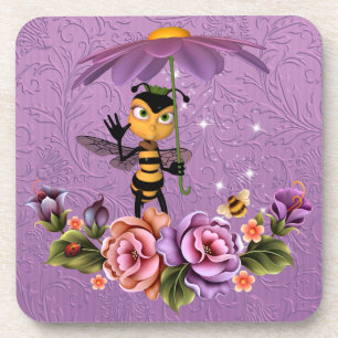 Bloemen BeePlastic onderzetters/kurk rugleuning -  Bier Onderzetter