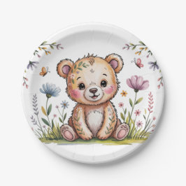 Bloemen Beer kunnen we nauwelijks wachten Baby sho Papieren Bordje