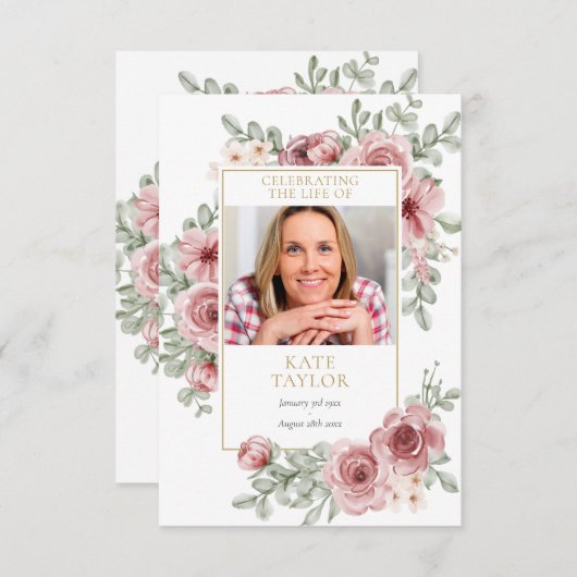 Bloemen begrafenis gebed foto kaart (Voorkant / Achterkant)