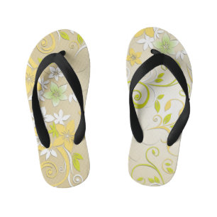 Bloemen behang 3 kinder teenslippers