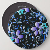 Bloemen behang 6 ronde button 6,0 cm (Voorkant /achterkant)