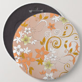 Bloemen behang 8 ronde button 6,0 cm (Voorkant /achterkant)