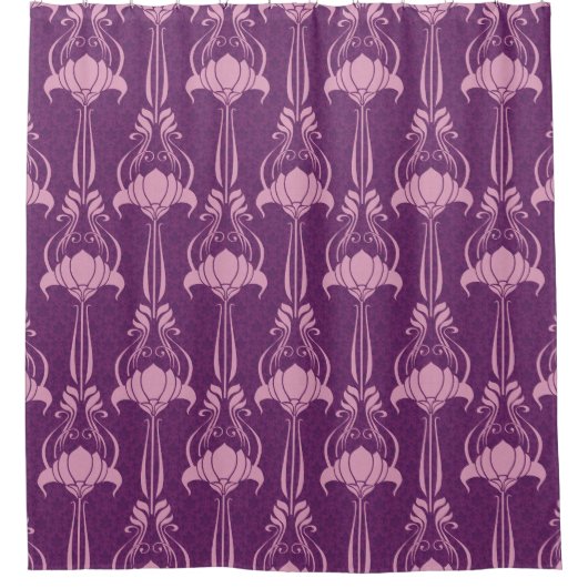 Bloemen behang roze Violet ontwerp Douchegordijn (Voorkant)