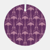Bloemen behang roze Violet ontwerp Glas Ornament (Achterkant)