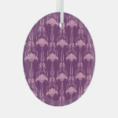Bloemen behang roze Violet ontwerp Glas Ornament (Voorkant Rechts)