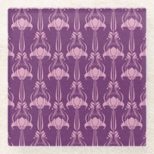 Bloemen behang roze Violet ontwerp Glazen Onderzetter