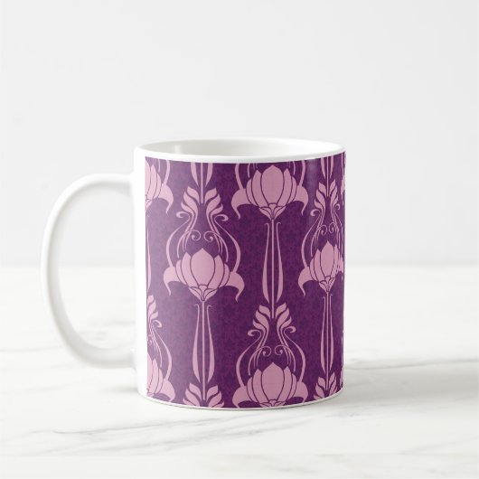 Bloemen behang roze Violet ontwerp Koffiemok (Links)